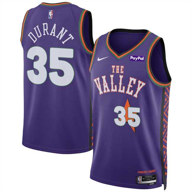 Mens Phoenix Suns #35 Kevin Durant Purple 2024-25 City Edition Stitched Jersey Dzhi->->NBA Jersey